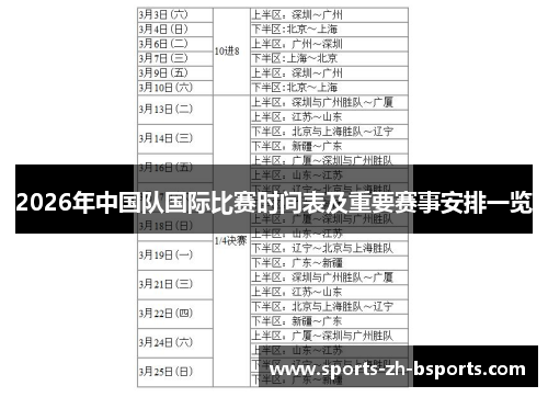 2026年中国队国际比赛时间表及重要赛事安排一览