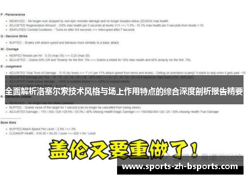 全面解析洛塞尔索技术风格与场上作用特点的综合深度剖析报告精要