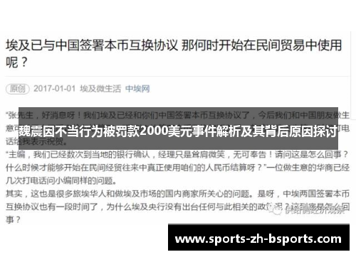 魏震因不当行为被罚款2000美元事件解析及其背后原因探讨 魏震因不当行为被罚款2000美元事件解析及其背后原因探讨